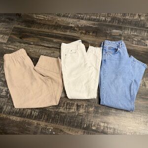 ZARA Three Casual Pants Trio - Beige, Cream & Light Blue